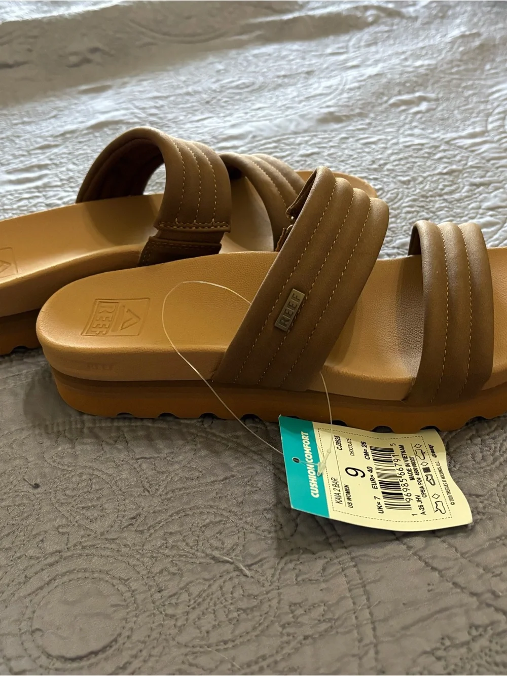 Reef Women’s Tan Double-Strap Slide Sandals